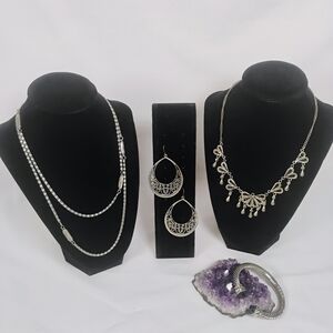 Silver Necklace with Intricate Design